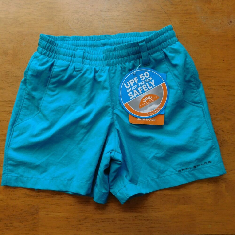 Columbia Boys Swim Shorts Trunks PFG Omni-Shade NWT USA Turquoise XXS 4/5 Lined